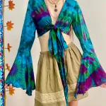 Vibrant Tie-Dye Wrap Blouse