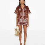 Elegant Brown Floral Shirt