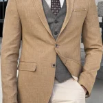 Elegant Camel Brown Suit Jacket
