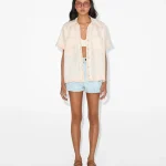 Elegant Embroidered Linen Short-Sleeve Shirt