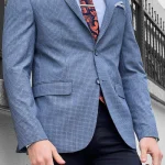 Elegant Blue Checkered Blazer